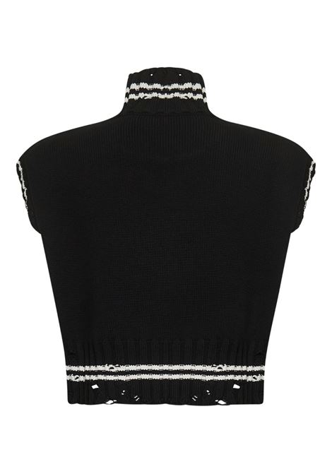 Top in maglia a collo alto in nero e bianco Marni - donna MARNI | DVMD0140Q0UFC652V2N99