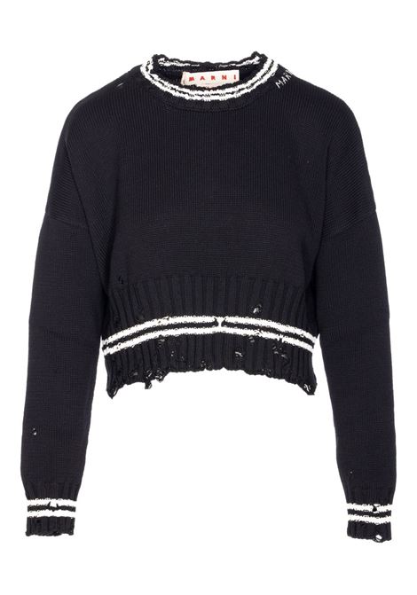 Maglione con effetto consumato in nero Marni - donna