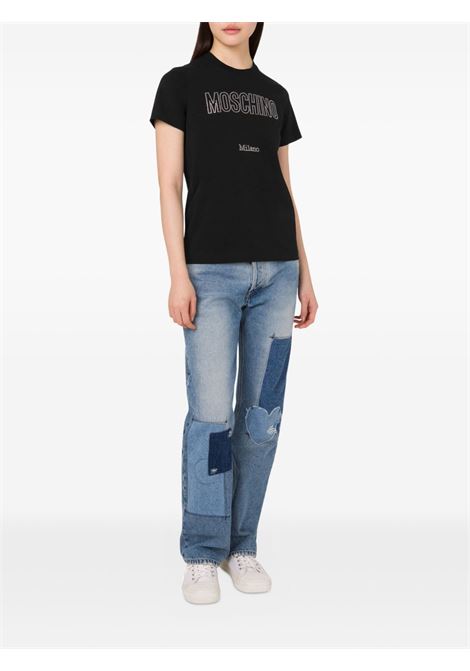 T-shirt con decorazione in nero Moschino - donna MOSCHINO | 072055411555