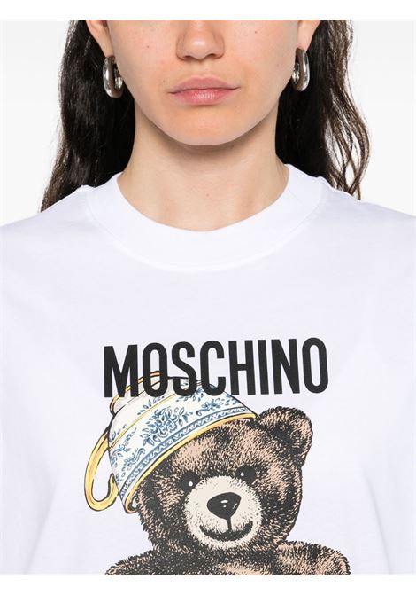 T-shirt con logo in bianco Moschino - donna MOSCHINO | 072455411001
