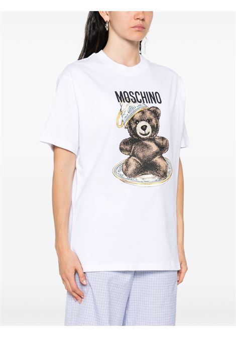 T-shirt con logo in bianco Moschino - donna MOSCHINO | 072455411001