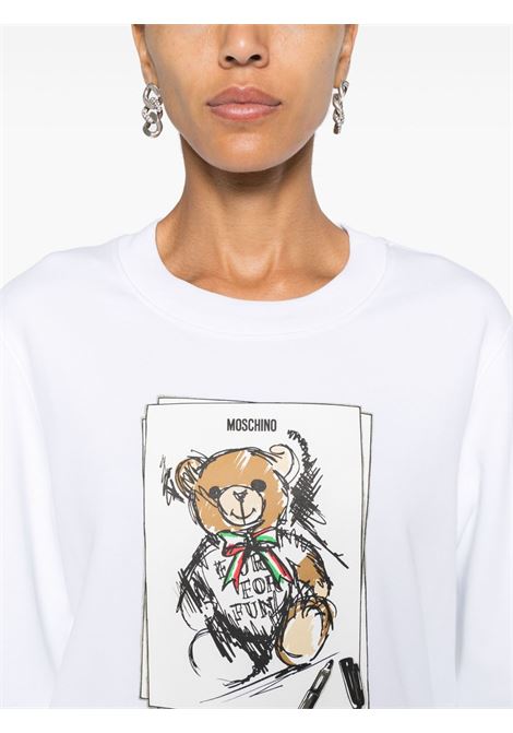 Felpa con stampa grafica in bianco Moschino - donna MOSCHINO | 170755281001