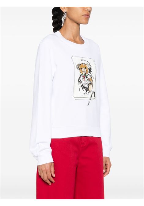 Felpa con stampa grafica in bianco Moschino - donna MOSCHINO | 170755281001