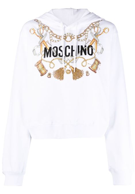 Felpa con cappuccio in bianco Moschino - donna