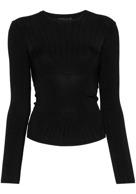 Black sculpting knit top Mugler - women