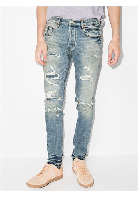 Jeans skinny con effetto vissuto P001 Vintage in blu Purple - uomo PURPLE | P001LIVI122LGHTINDG