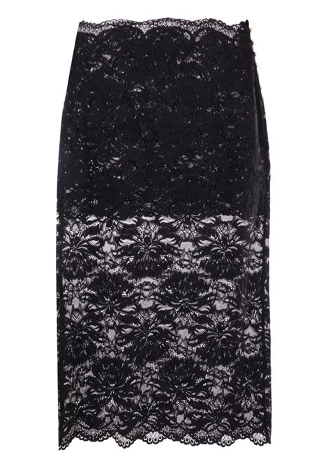 Gonna semi trasparente in pizzo a fiori in nero Rabanne - donna