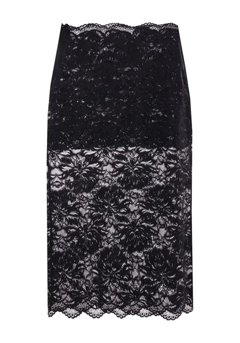 Black floral-lace sheer skirt Rabanne - women RABANNE | 24AJJU598PA0170P001
