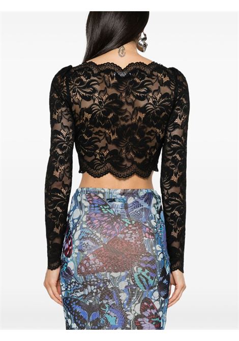 Black floral-lace cropped top Rabanne - RABANNE women RABANNE | 24AJTO845PA0170P001