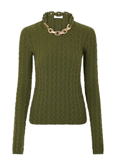 Maglione con dettaglio a catena in verde Rabanne - donna