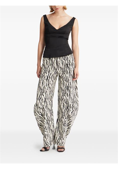 White and black zebra-print twill trousers Rotate - women ROTATE | 114339858858