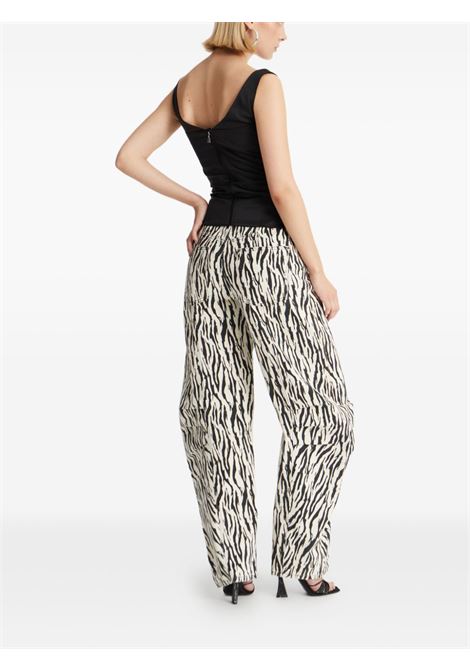 White and black zebra-print twill trousers Rotate - women ROTATE | 114339858858