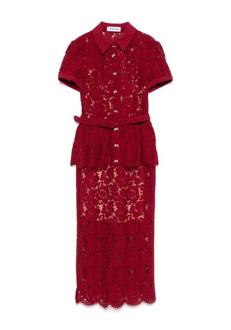 Burgundy lace peplum dress Self -portrait - women SELF-PORTRAIT | PF25006MBBU