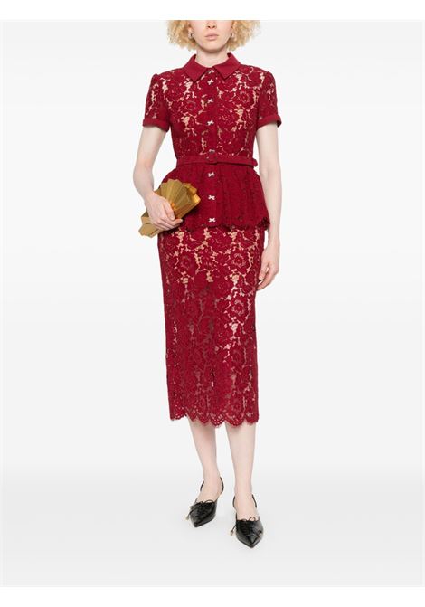 Burgundy lace peplum dress Self -portrait - women SELF-PORTRAIT | PF25006MBBU