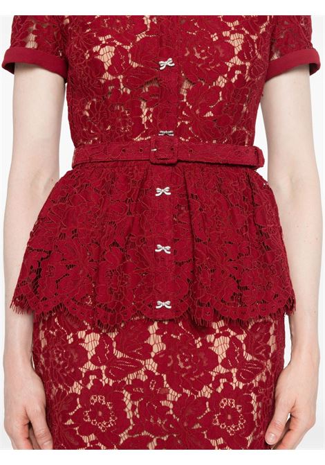Burgundy lace peplum dress Self -portrait - women SELF-PORTRAIT | PF25006MBBU