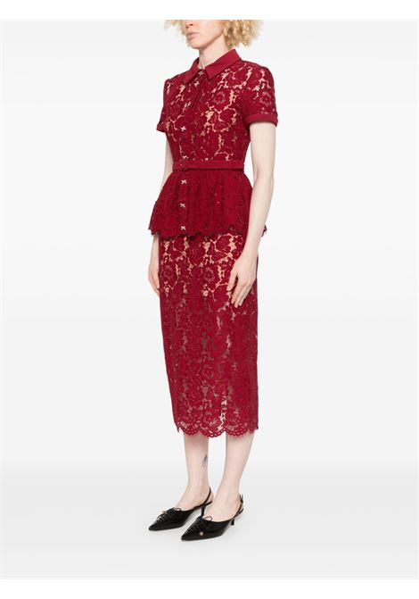 Burgundy lace peplum dress Self -portrait - women SELF-PORTRAIT | PF25006MBBU