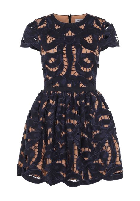 Blue embroidered mini dress Self-Portrait - women