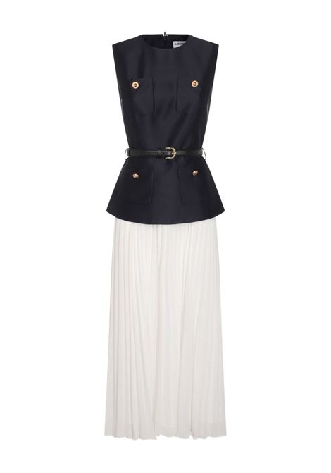 Black and white two-tone pleated skirt dress Self-Portrait - women