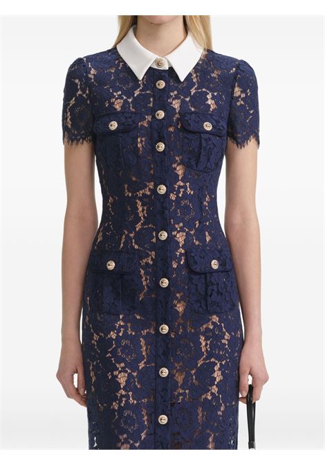 Abito midi in pizzo con colletto in blu Self-Portrait - donna SELF-PORTRAIT | PF25020MBL