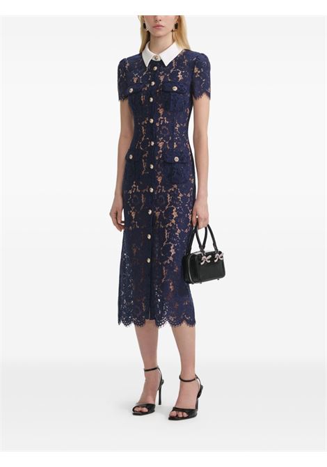Abito midi in pizzo con colletto in blu Self-Portrait - donna SELF-PORTRAIT | PF25020MBL
