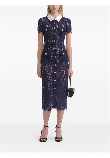 Abito midi in pizzo con colletto in blu Self-Portrait - donna SELF-PORTRAIT | PF25020MBL