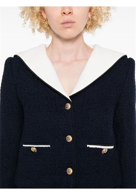 Giacca crop bouclé in blu Self-Portrait - donna SELF-PORTRAIT | PF25034JBL