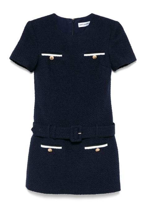 Blue bouclé mini dress Self-Portrait - women