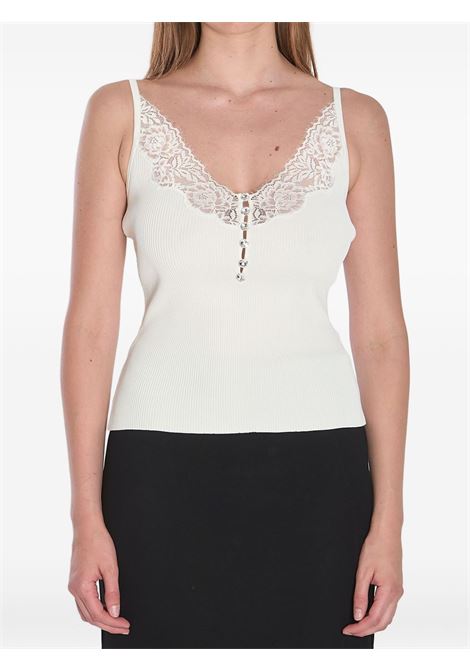 White v-neck tank top Self-portrait - women