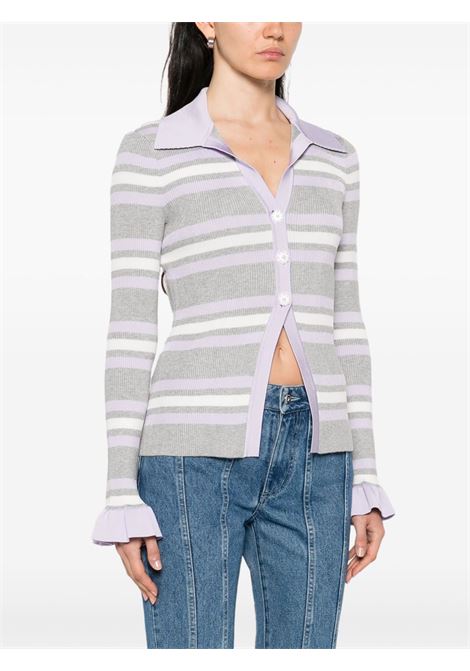 Cardigan a righe in grigio Self-portrait - donna SELF-PORTRAIT | PF25047TAGR