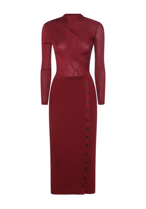 Burgundy ribbed cut-out dress Self-portrait - women