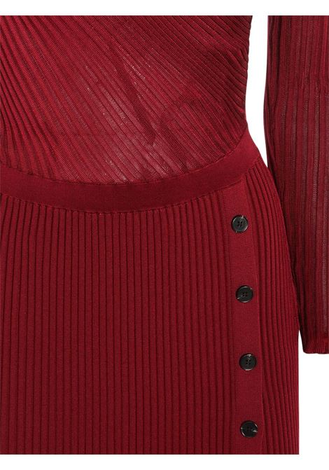 Abito a coste con dettaglio cut-out in bordeaux Self-portrait - donna SELF-PORTRAIT | PF25080MBU