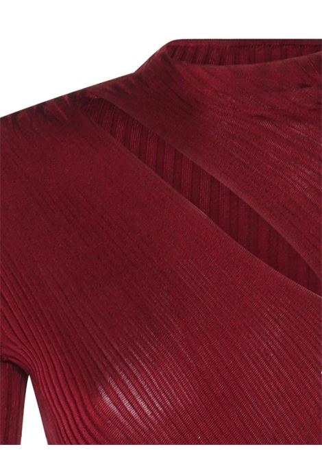 Abito a coste con dettaglio cut-out in bordeaux Self-portrait - donna SELF-PORTRAIT | PF25080MBU