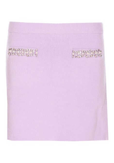 Gonna in maglia con strass in lilla Self-portrait - donna