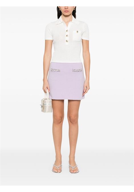 Polo in maglia pointelle in bianco Self-portrait - donna SELF-PORTRAIT | PF25095TW