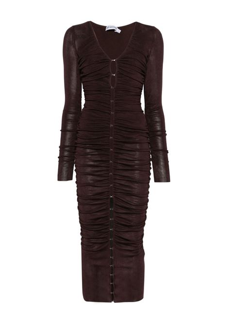 Abito midi con ruches in marrone Self-portrait - donna SELF-PORTRAIT | PF25098MBR