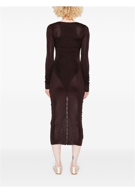 Abito midi con ruches in marrone Self-portrait - donna SELF-PORTRAIT | PF25098MBR