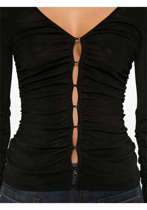Top con bottoni frontali e dettaglio ruches in nero Self-portrait - donna SELF-PORTRAIT | PF25098TB