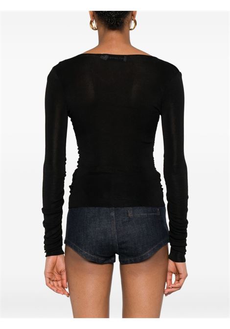 Top con bottoni frontali e dettaglio ruches in nero Self-portrait - donna SELF-PORTRAIT | PF25098TB