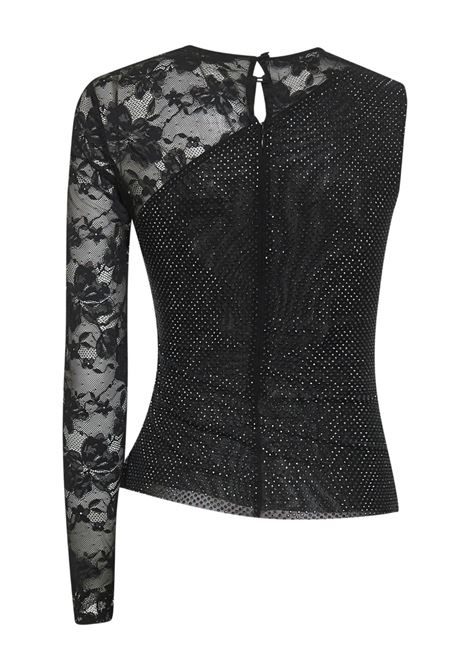 Top con strass in nero Self-portrait - donna SELF-PORTRAIT | PF25100TB