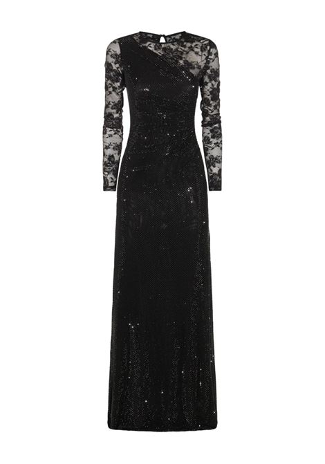 Black rhinestone-embellished long-sleeve maxi dress Self-portrait - women SELF-PORTRAIT | PF25100XAB