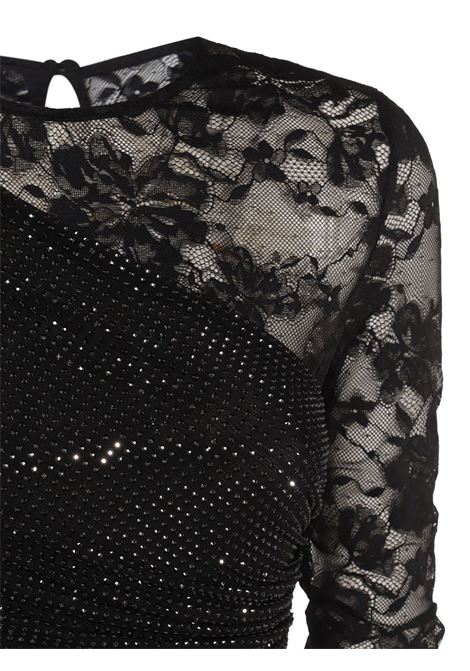 Black rhinestone-embellished long-sleeve maxi dress Self-portrait - women SELF-PORTRAIT | PF25100XAB