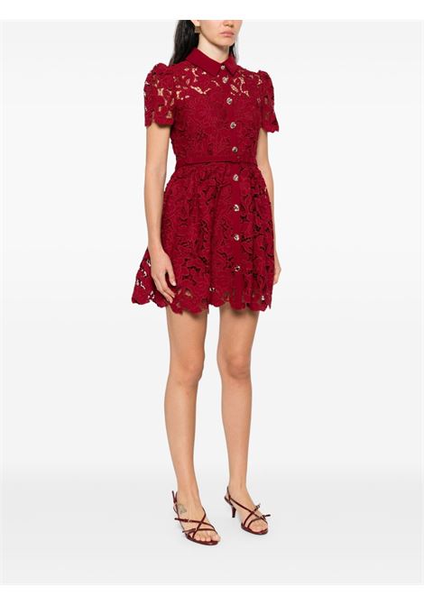 Abito corto a fiori in rosso scuro Self-Portrait - donna SELF-PORTRAIT | PF25112SBU