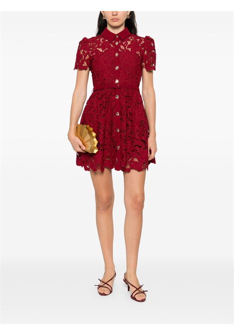 Abito corto a fiori in rosso scuro Self-Portrait - donna SELF-PORTRAIT | PF25112SBU
