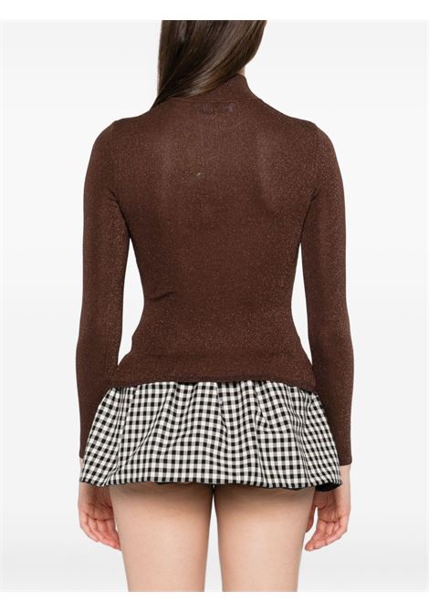 Top a collo alto in marrone Self-portrait - donna SELF-PORTRAIT | PF25116TBBR