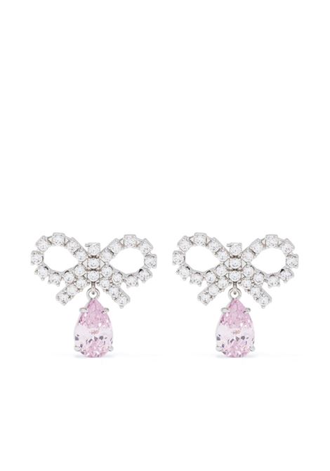 Silver bow crystal earrings Self-portrait - women