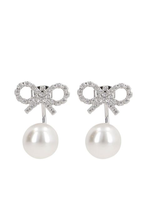 Orecchini con perle e cristalli in bianco e argento Self-portrait - donna