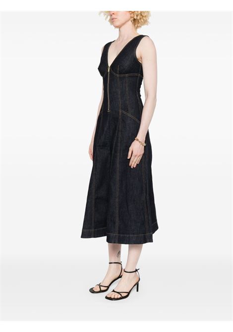 Abito midi in denim in blu Self-portrait - donna SELF-PORTRAIT | PF25801MBL