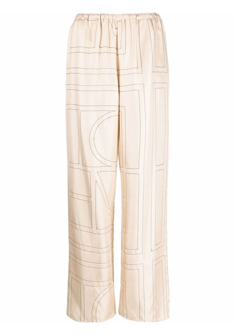 Beige monogram pyjama trousers - toteme - women