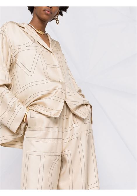 Pantaloni con stampa in beige - toteme - donna TOTEME | 213255707926