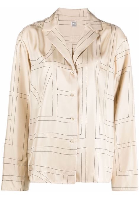Beige monogram-print shirt Toteme - women